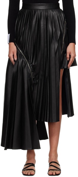 Black Pleated Midi Skirt