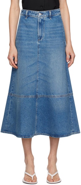 Blue Cassia Denim Midi Skirt