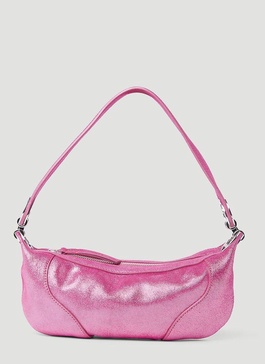 By Far Mini Amira Metallic-Effect Zipped Shoulder Bag