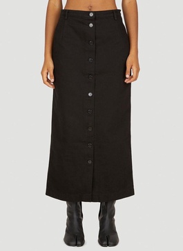 Raf Simons Logo Patch Buttoned-Up Denim Midi Skirt