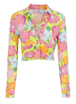 Chiara Ferragni Floral Print Cropped Shirt