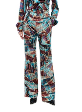 Check Patterned Mid Rise Trousers