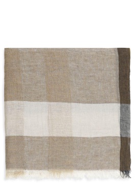 Peserico Linen, Viscose And Lurex Blend Bob Scarf in Earthenware