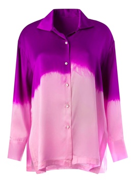 button down silk degrade top in purple