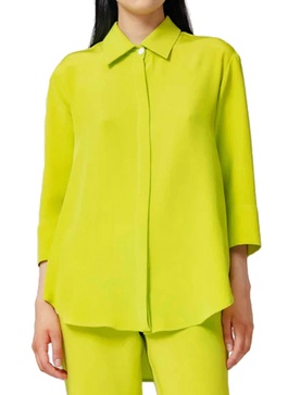 jane shirt in bright lime silk crepe