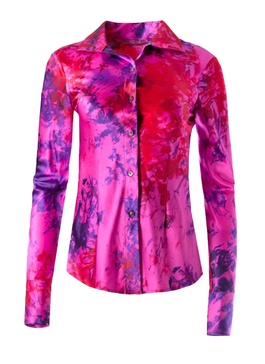 fitted silk ice-dye button up shirt in fuschia