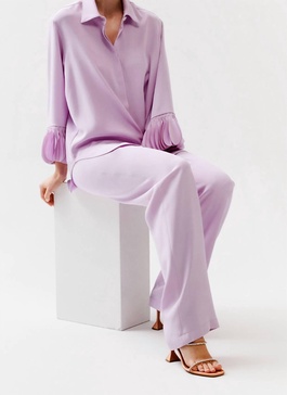 slim leg pull-on pant in lilac silk crepe