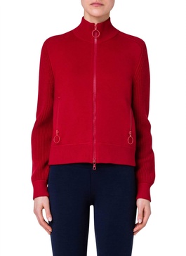 milano knit bomber cardigan in crimson