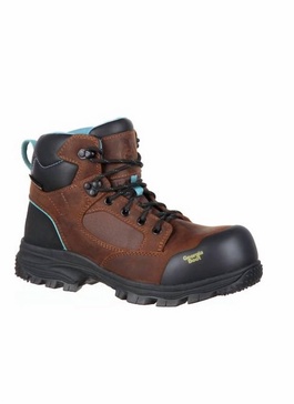 blue collar women's composite toe waterproof work boot - wide width in brown