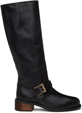 Black Motorcycle Tall Boots