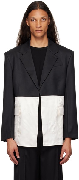 Black & Off-White Combo Classic Blazer