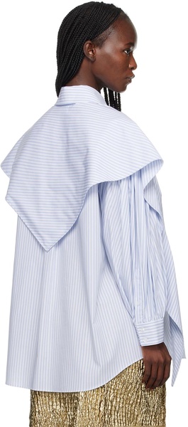 Blue & White Pointed Collar Shirt