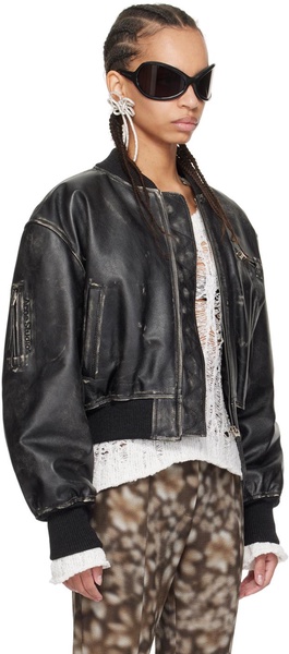 Black Distressed Leather Jacket