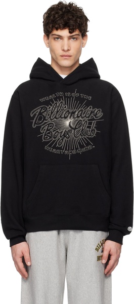 Black Script Logo Chainstitch Popover Hoodie