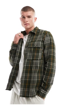 Only & Sons flannel check overshirt in khaki