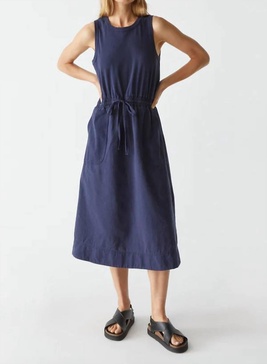 wilhelmina midi dress in navy