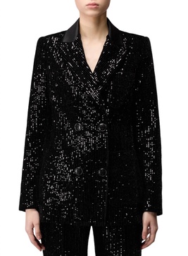 velvet and sequins jacket in black