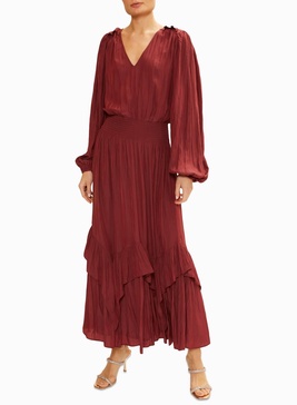 alaia maxi dress in cabernet