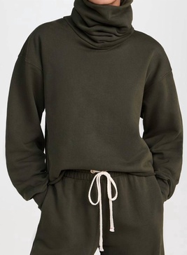 corey crop cowl neck sweatshirt in forest