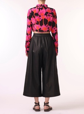 ls draped front cropped blouse