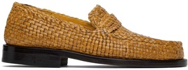 Orange Basket-Woven Loafers