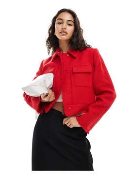 Mango cropped tailored jacket in red