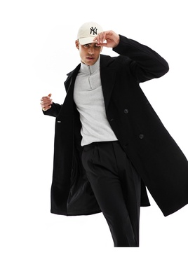 Only & Sons oversized wool mix overcoat in black