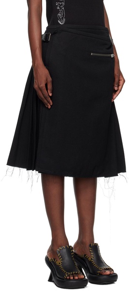 Black Camtton Midi Skirt