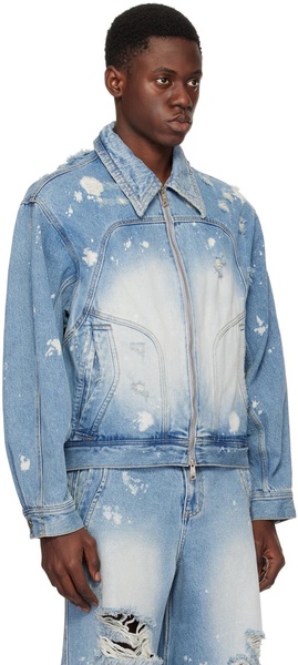 Blue Distressed Denim Jacket