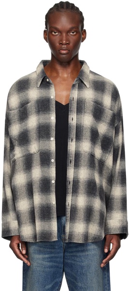 Gray Oversized Pocket Drop Neck Shirt