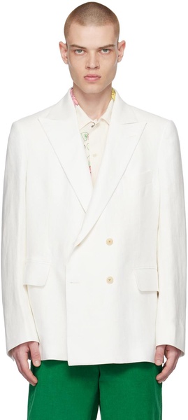 White Double-Breasted Blazer