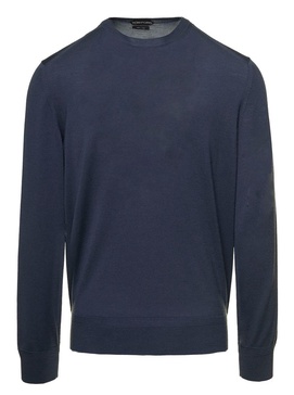 Dark Grey Crewneck Pullover With Rib Trim In Wool Man Tom Ford