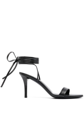 'Maud' Black Sandals With Self-Tie Laces In Leather Woman