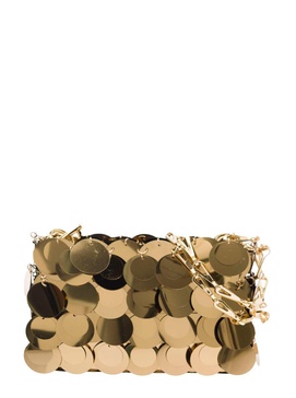 'Sparkle Nano' Gold Tone Shoulder Bag With Macro Sequins In Metal Woman