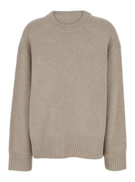 'Renske' Beige Sweater With Ribbed Trim In Cashmere Woman