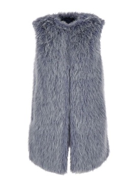 Grey Crewneck Vest in Eco Fur Woman