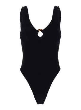 'Celine' Black One-Piece Swimsuit With Ring Detail In Stretch Polyamide Woman