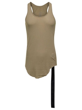 Loose Green Tank Top with Round Neckline in Lightweight Cotton Man