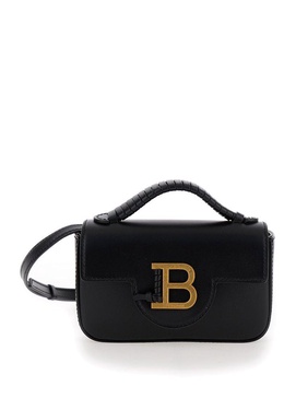 'B-Buzz Mini' Black Crossbody Bag with B Clasp in Smooth Leather Woman