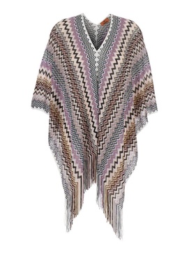 Multicolor Cape With Zigzag Motif In Lurex Blend Woman