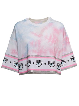 Chiara Ferragni Eye-Detailed Tie-Dyed Cropped T-Shirt