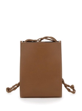 'S Tangle ' Brown Crossbody Bag with Embossed Logo in Leather Man