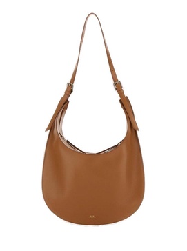 'iris' Brown Shoulder Bag With Laminated Logo In Leather Woman