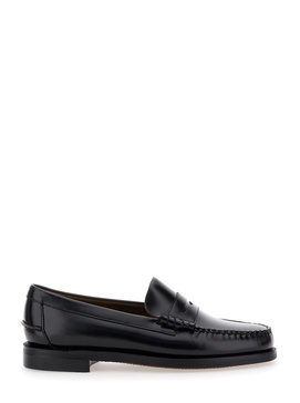 Black Pull-On Loafers in Leather Man