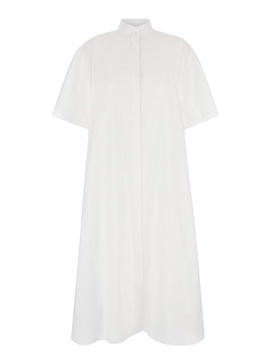 White Chemisier Maxi Dress in Cotton Woman