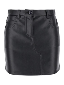 Black Five-Pocket Mini-Skirt in Eco Leather Woman