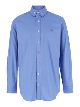 Light Blue Shirt with Buttons in Cotton Man