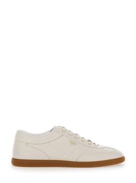 White Low Top Sneakers with Lettering in Leather Man