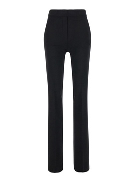 'Milano' Black Flared Pants with Pences on the Front in Viscose Blend Stretch Woman