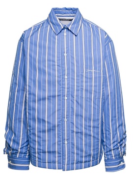 Light Blue And White Stripes Shirt In Cotton Man